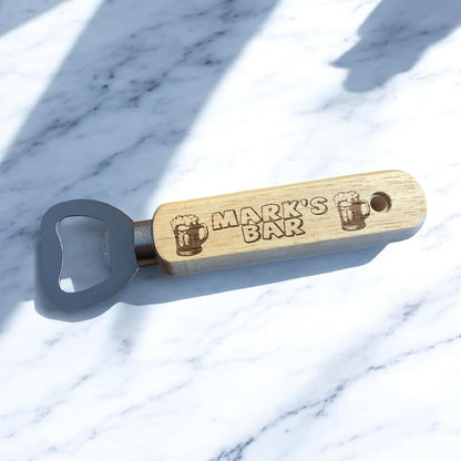 Personalised Bar Wooden Beer Bottle Opener Gift