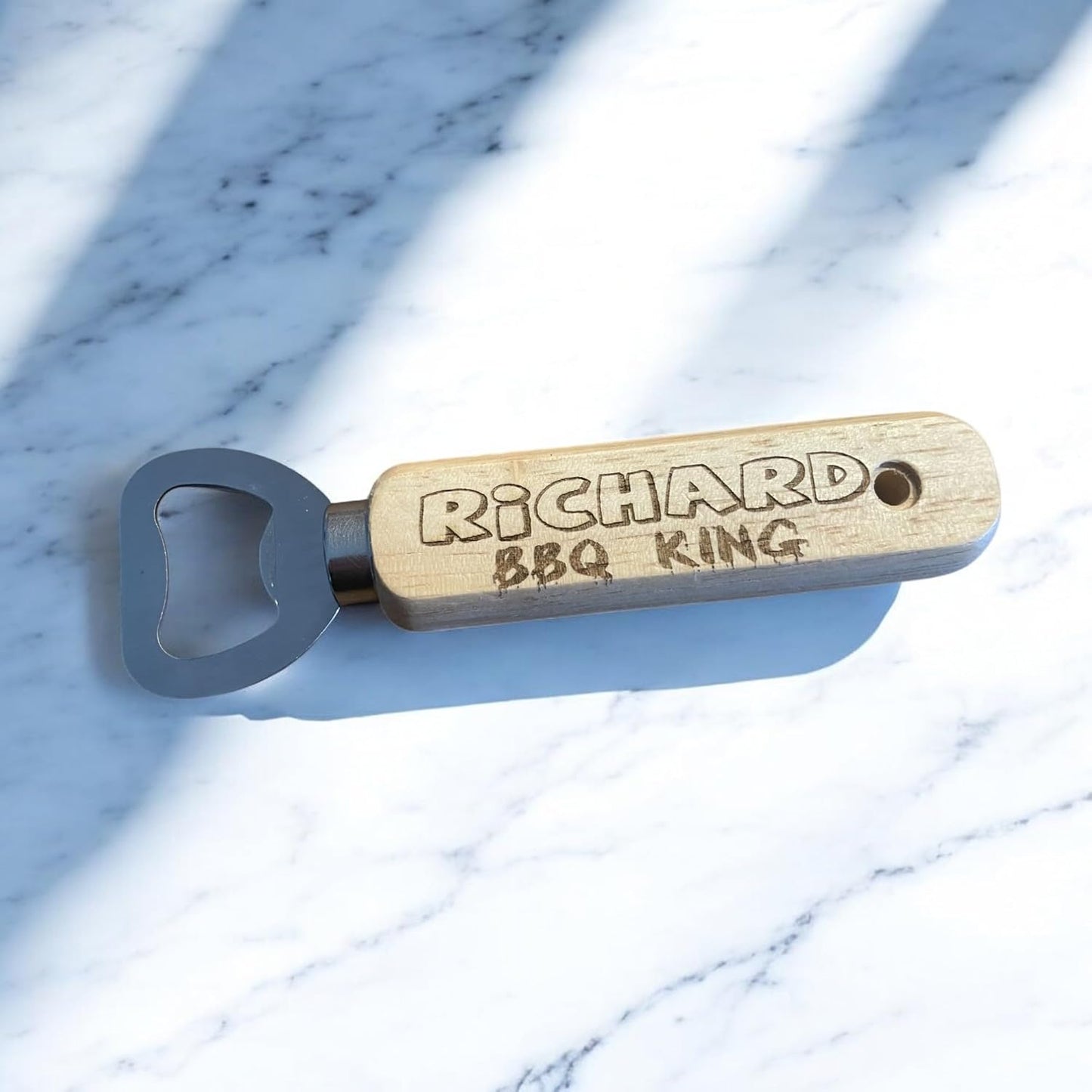 Personalised BBQ King Wooden Beer Bottle Opener Gift