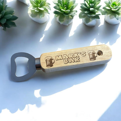 Personalised Bar Wooden Beer Bottle Opener Gift