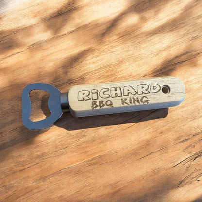 Personalised BBQ King Wooden Beer Bottle Opener Gift