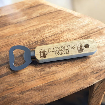 Personalised Bar Wooden Beer Bottle Opener Gift