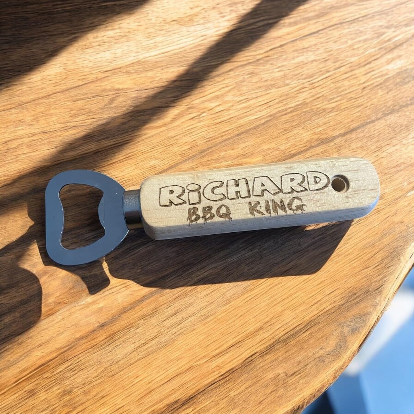 Personalised BBQ King Wooden Beer Bottle Opener Gift