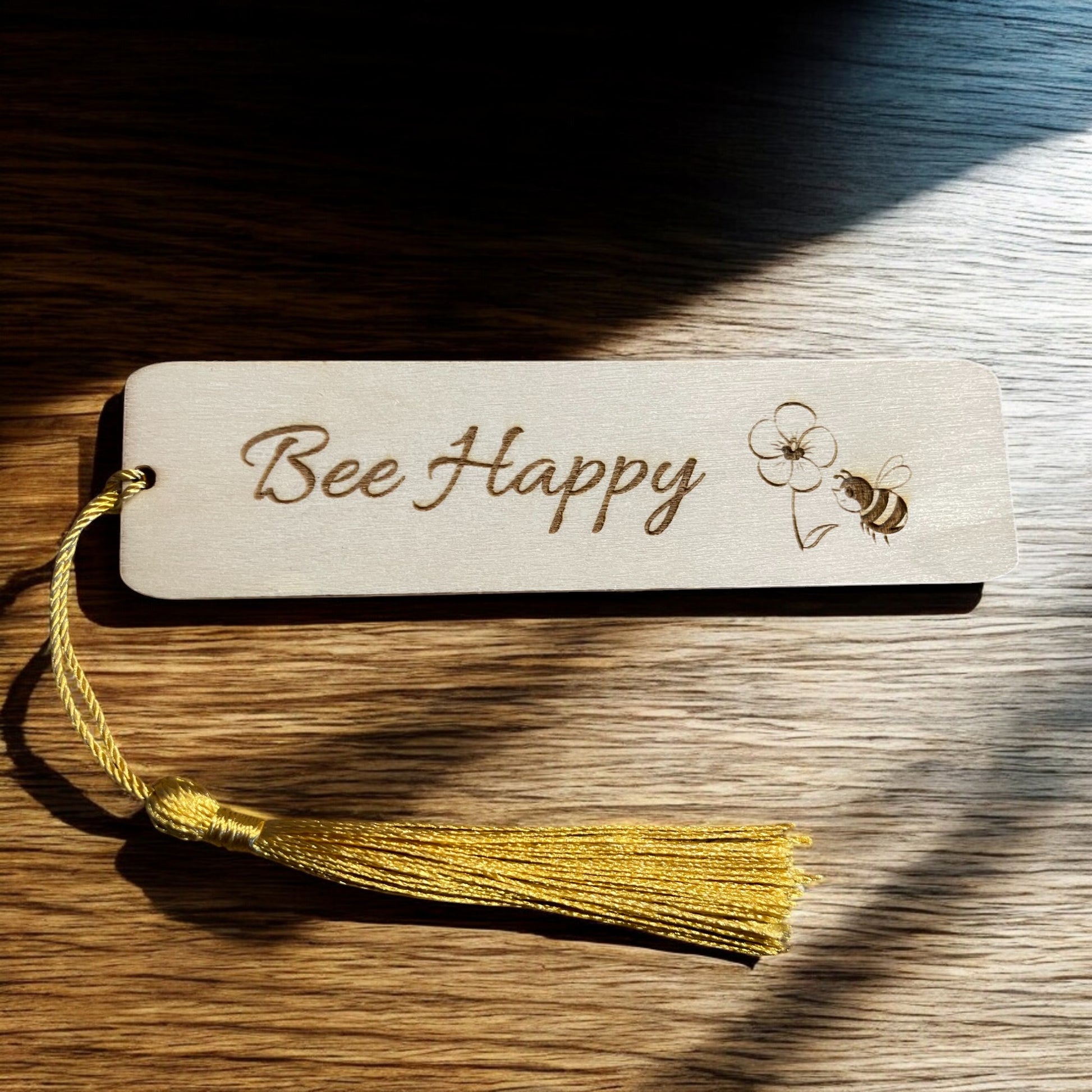 Engraved Wooden Bee Happy Bookmark – Thoughtful Gift | Ashton and Finch