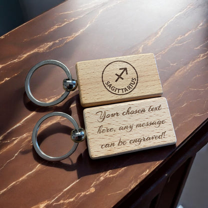 Personalised Wooden Scorpio Zodiac Keyring Gift