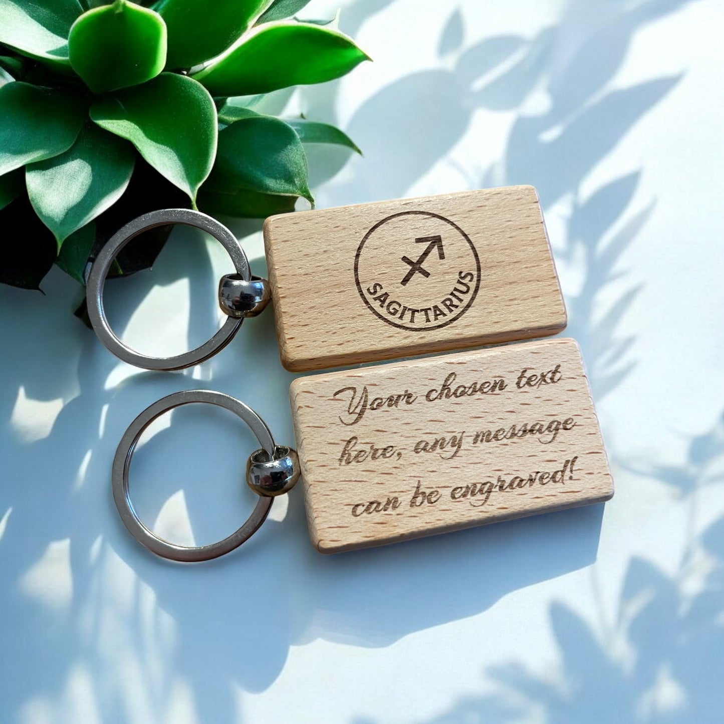 Personalised Wooden Scorpio Zodiac Keyring Gift