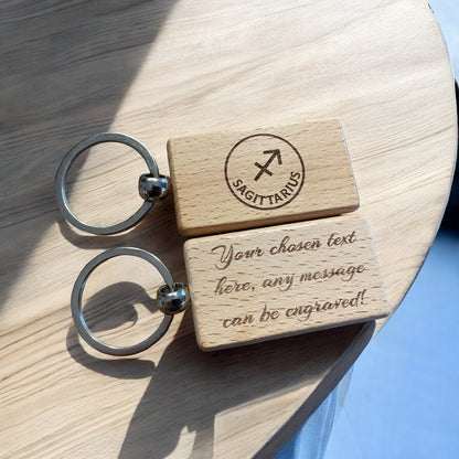 Personalised Wooden Scorpio Zodiac Keyring Gift