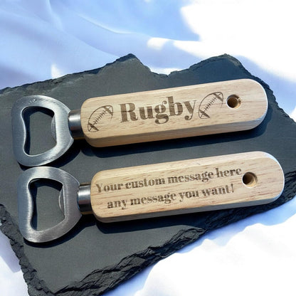 Personalised Rugby Wooden Beer Bottle Opener | Ashton and Finch