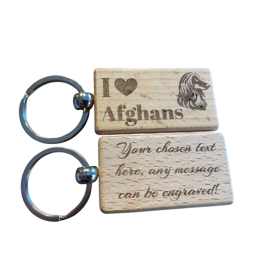 Personalised Wooden Afghan Hound Keyring