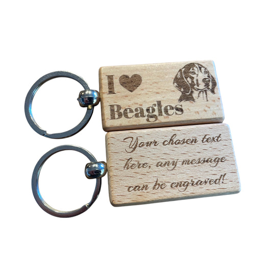 Personalised Wooden Beagle Keyring