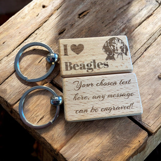 Personalised Wooden Beagle Keyring | Ashton and Finch