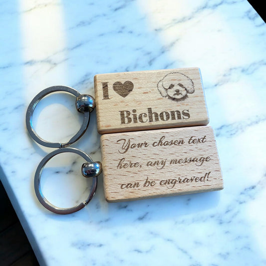 Personalised Wooden Bichon Keyring | Ashton and finch