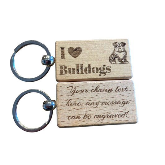 Personalised Wooden Bulldog Keyring