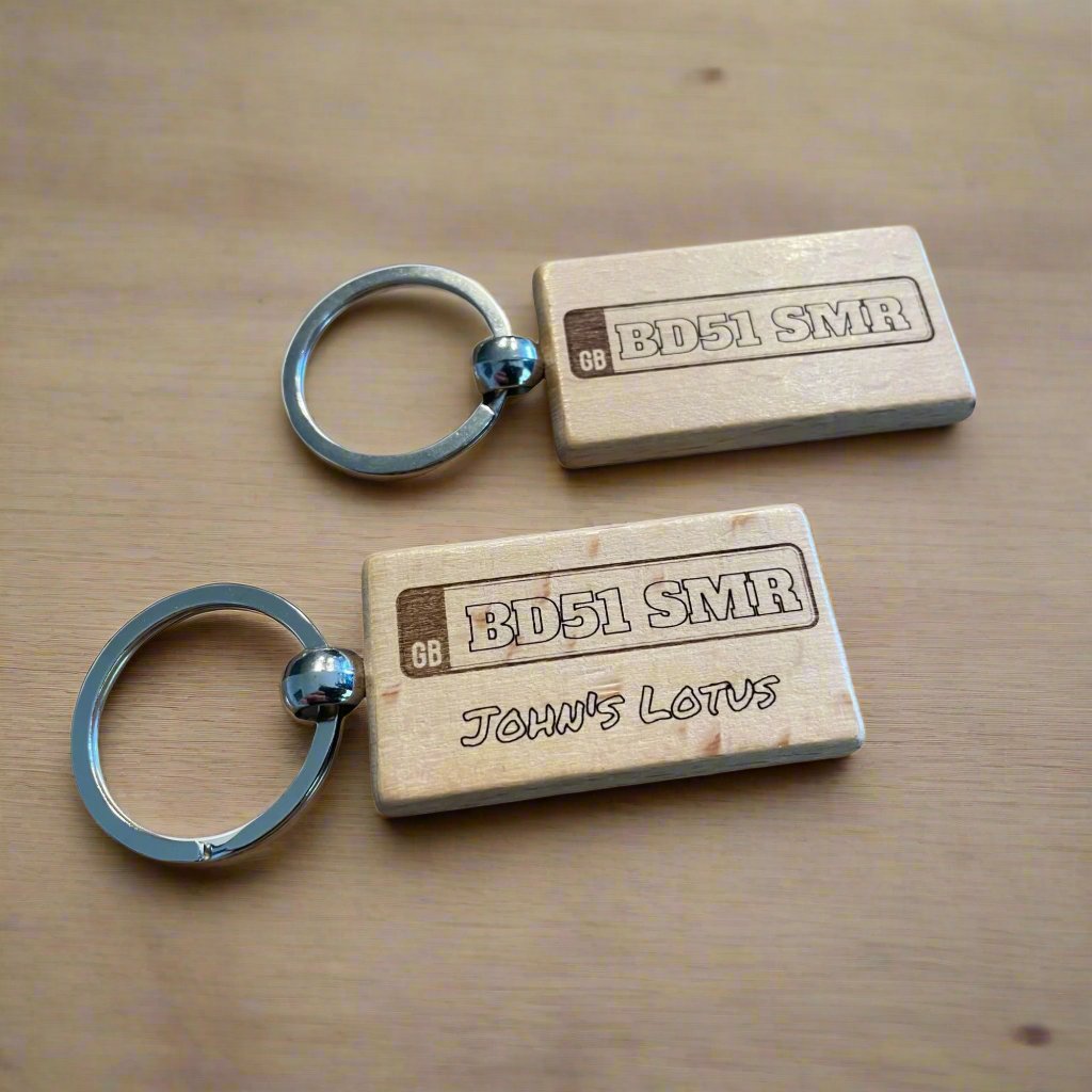 Personalised Wooden Car Number Plate Keyring | Ashton and Finch