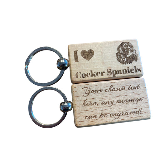 Personalised Wooden Cocker Spaniel Keyring