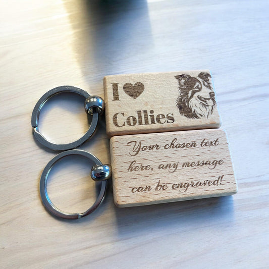 Personalised Wooden Collie Keyring | Ashton and Finch