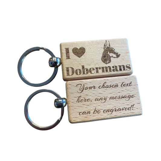 Personalised Wooden Doberman Keyring