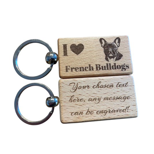 Personalised Wooden French Bulldog Keyring