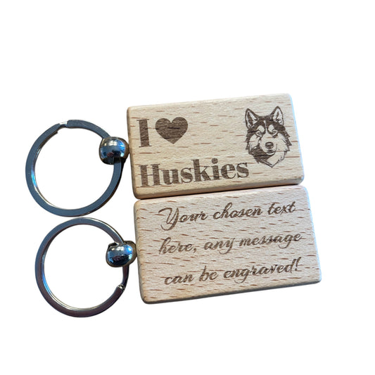 Personalised Wooden Husky Keyring