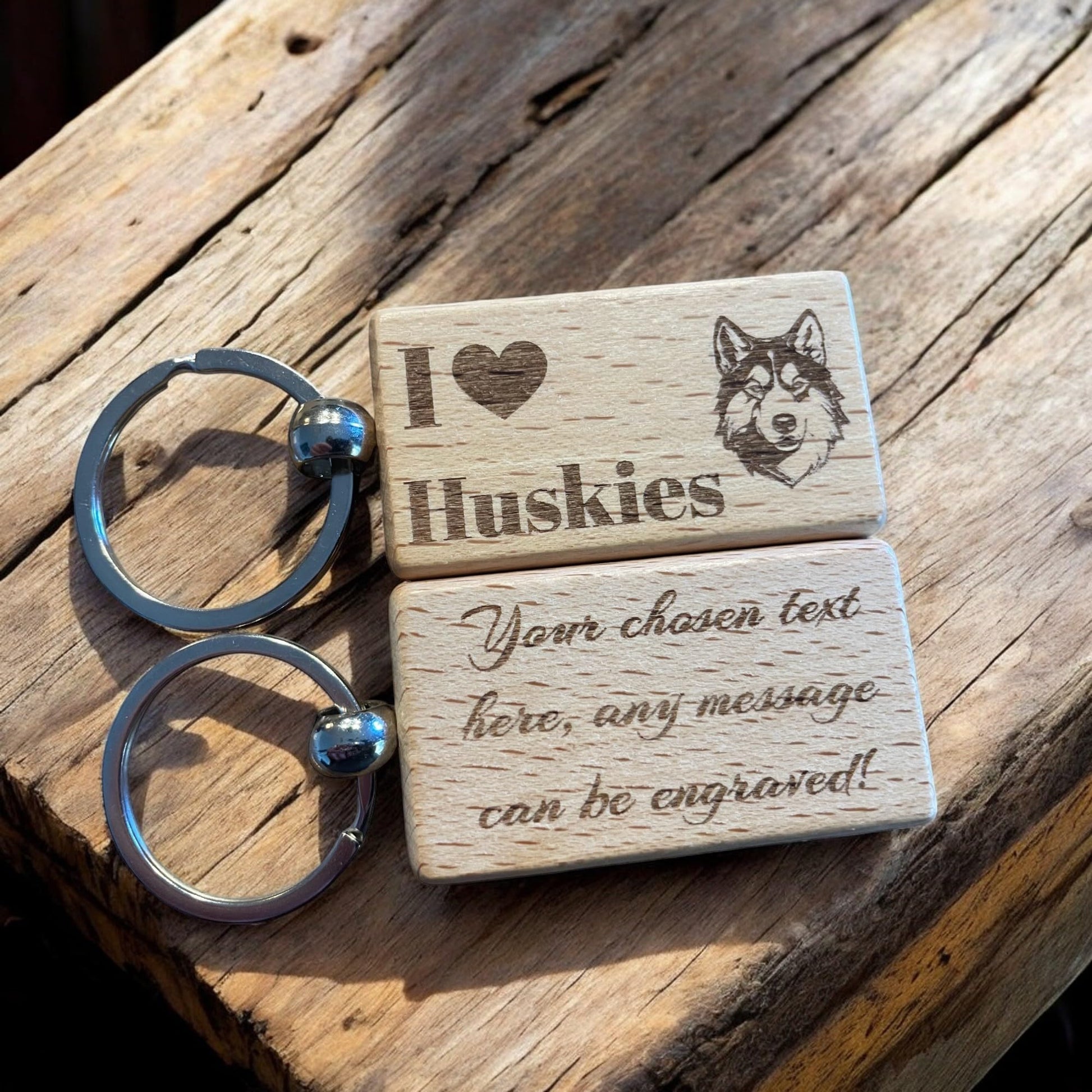 Personalised Wooden Husky Keyring | Ashton and Finch