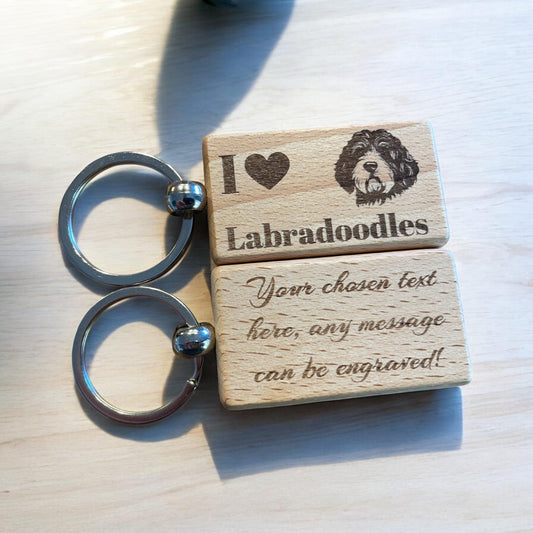 Personalised Wooden Labradoodle Keyring | Ashton and Finch