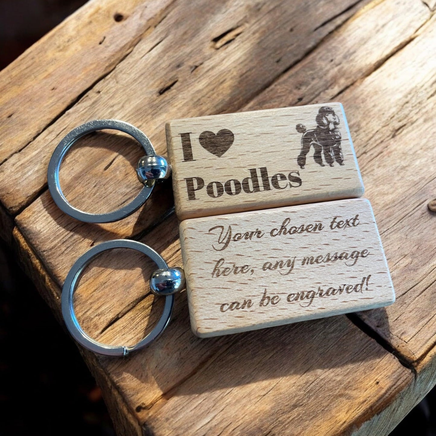 Personalised Wooden Poodle Keyring | Ashton and Finch