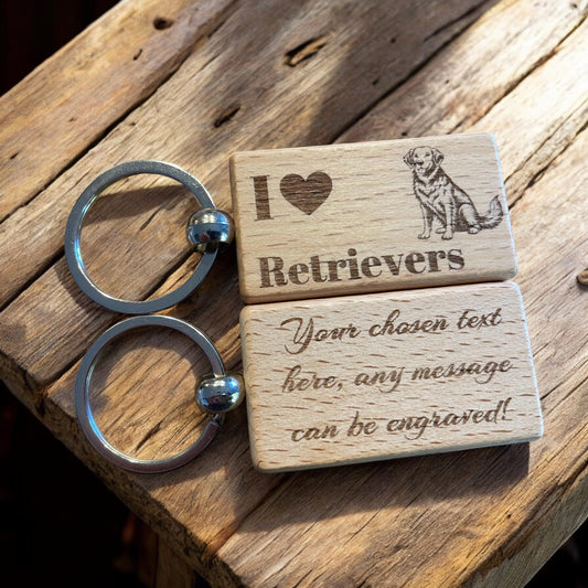 Personalised Wooden Retriever Keyring | Ashton and Finch