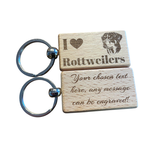 Personalised Wooden Rottweiler Keyring