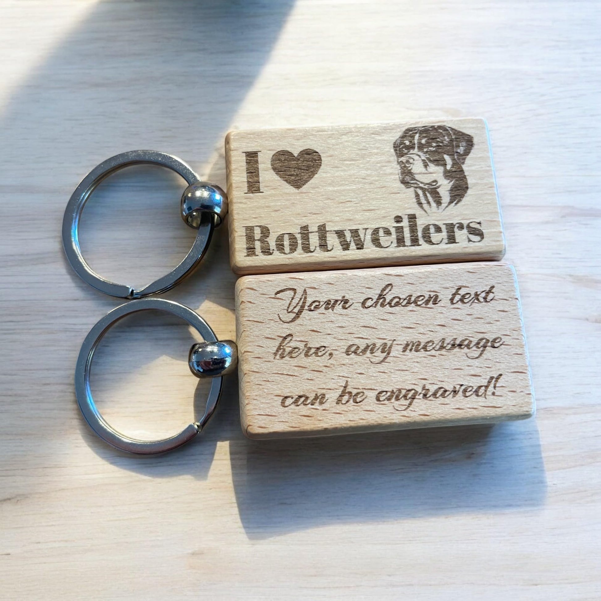 Personalised Wooden Rottweiler Keyring | Ashton and Finch