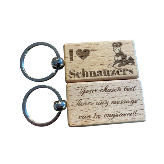 Personalised Wooden Schnauzer Keyring