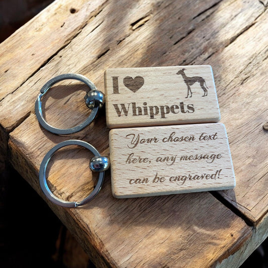 Personalised Wooden Whippet Keyring | Ashton and Finch