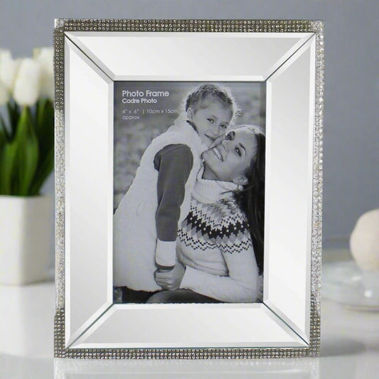 4 x 6 Mirrored Freestanding Photo Frame With Crystal Detail - Ashton and Finch