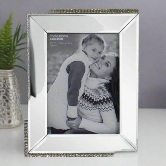 5 x 7 Mirrored Freestanding Photo Frame With Crystal Detail - Ashton and Finch