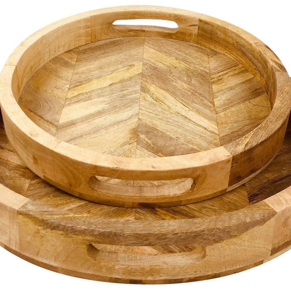 Herringbone Wood Trays Set of 2 - Ashton and Finch