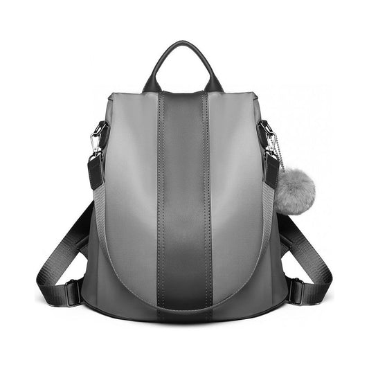 Grey Backpack Shoulder Bag With Pom Pom Pendant - Ashton and Finch