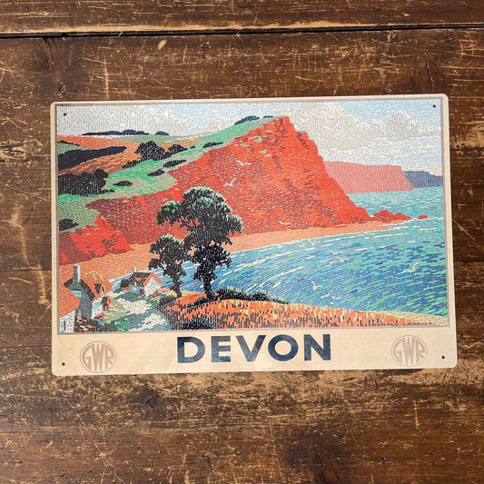 Vintage Metal Sign - Great Western Railway, Devon - Ashton and Finch