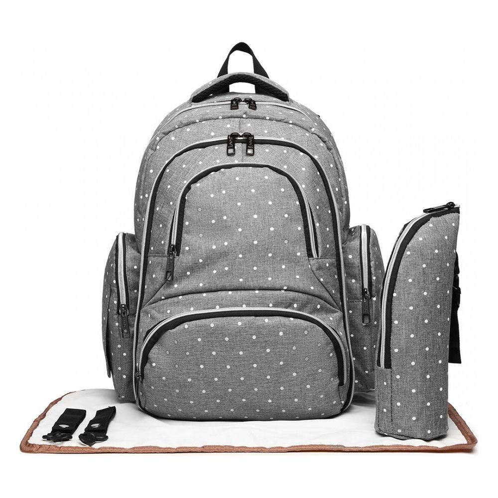 Large Capacity Multi Function Baby Diaper Backpack Polka Dot Grey - Ashton and Finch