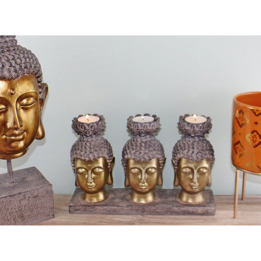 Triple Candle Holder, Buddha Design - Ashton and Finch