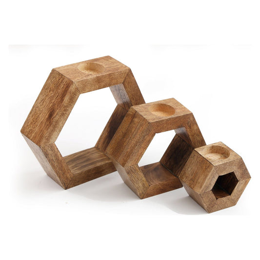 Set of Three Hexagon Tealight Holders 20cm - Ashton and Finch