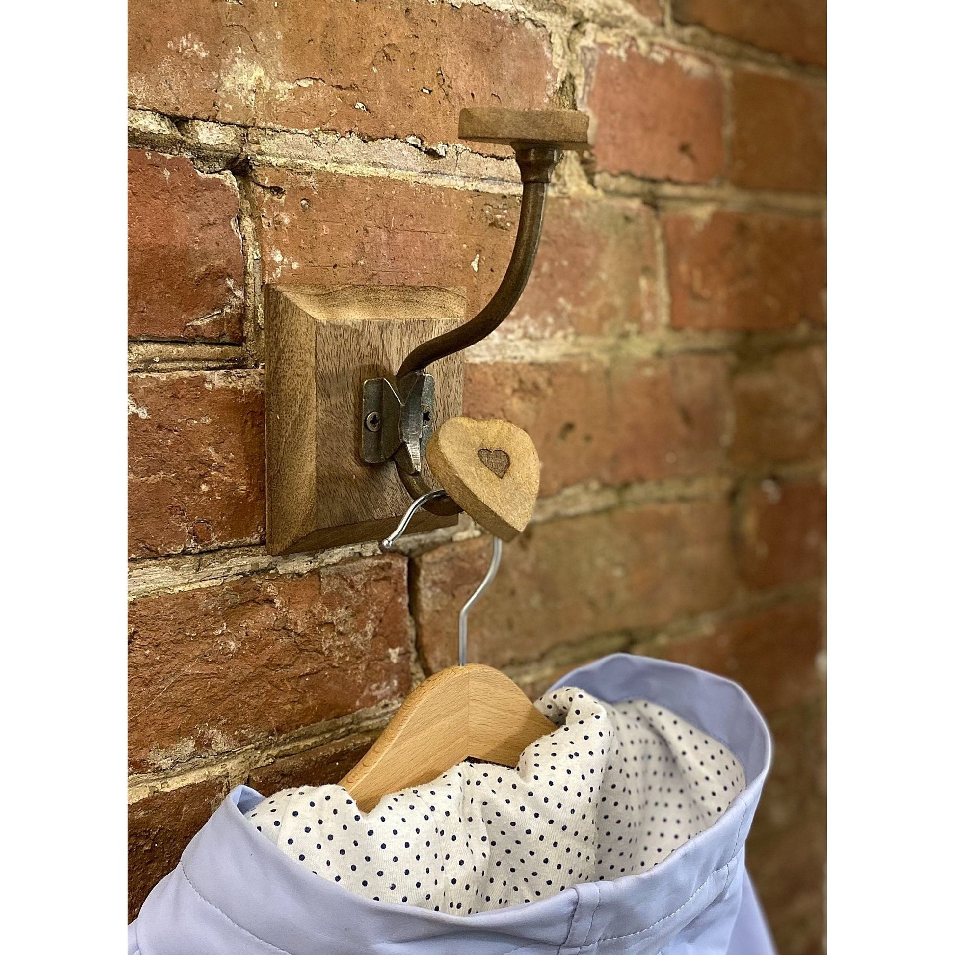 Single Mango Wood Heart Double Coat Hook - Ashton and Finch