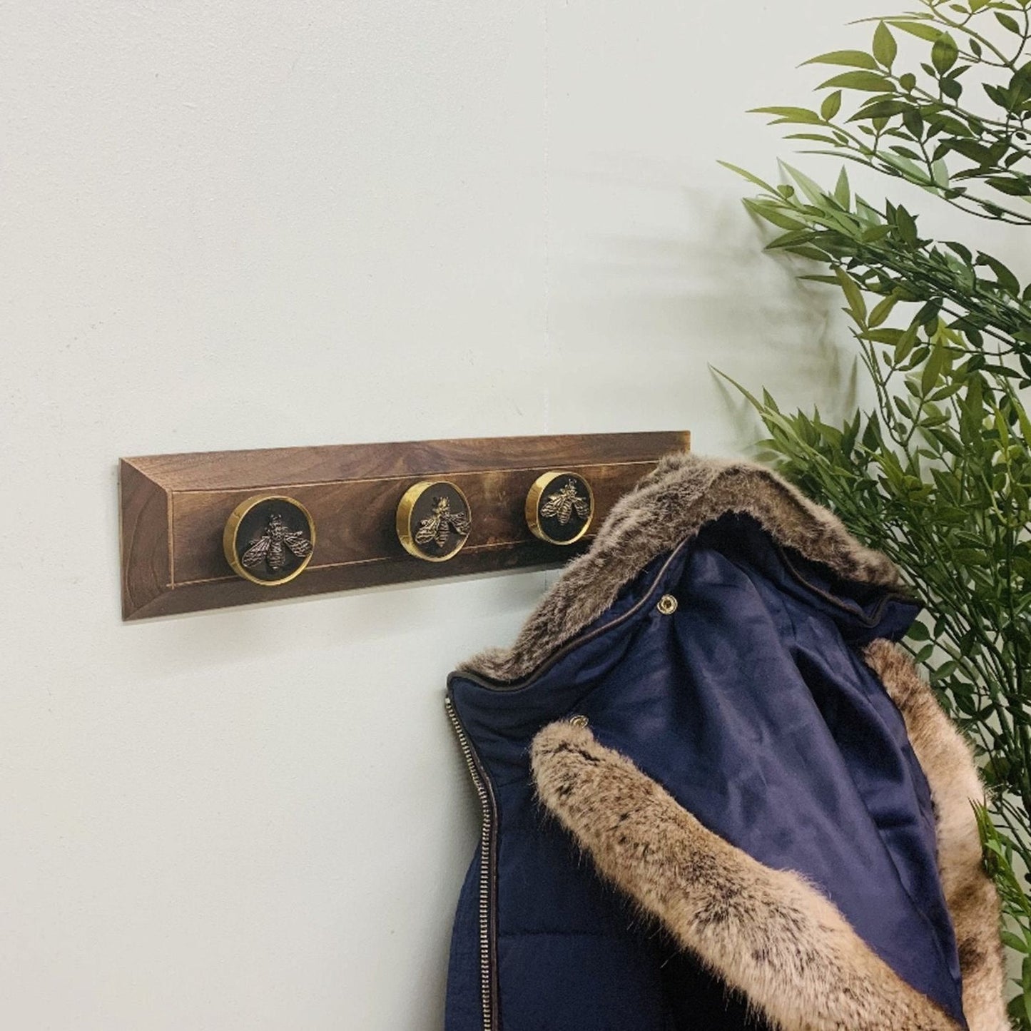 Four Bee Design Coat Knobs On A Wooden Base - Ashton and Finch