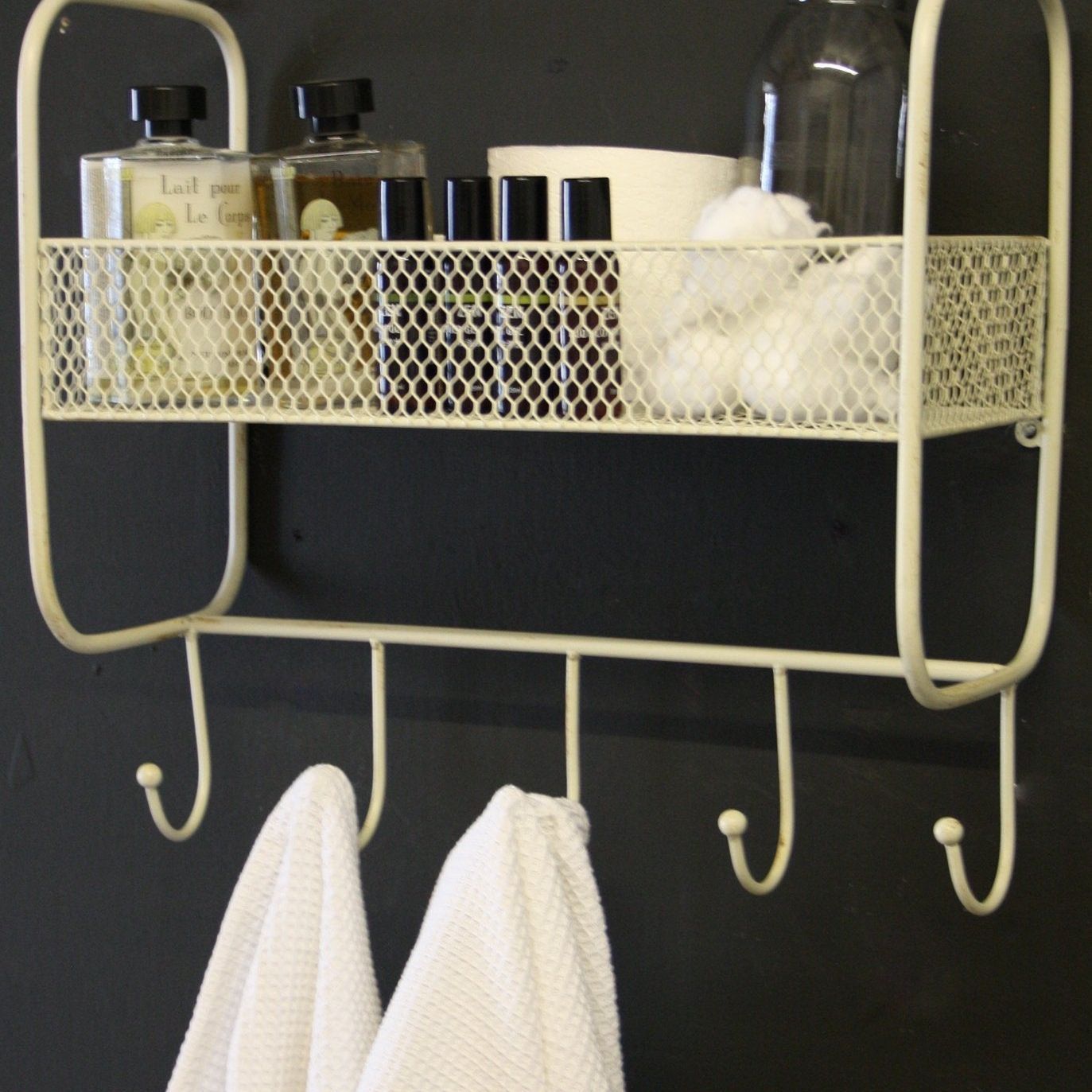 Mesh Wall Shelf With 5 Hooks Cream - Ashton and Finch