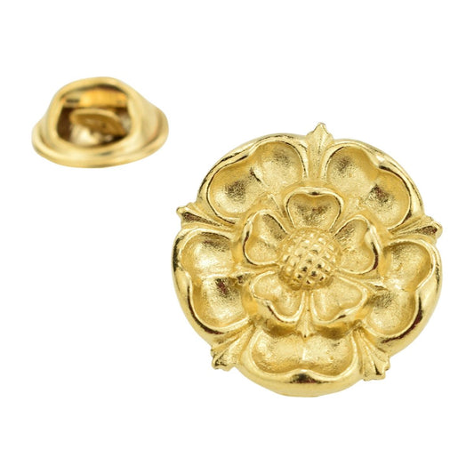 Tudor Rose Gilt Pewter Lapel Pin Badge - Ashton and Finch