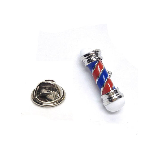 Red & Blue Barbers Pole Lapel Pin Badge - Ashton and Finch