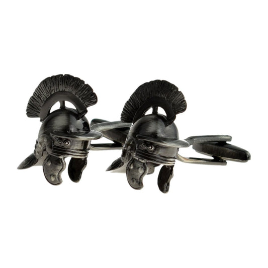 Roman Helmet with Plume Antique Finish Cufflinks - Ashton and Finch