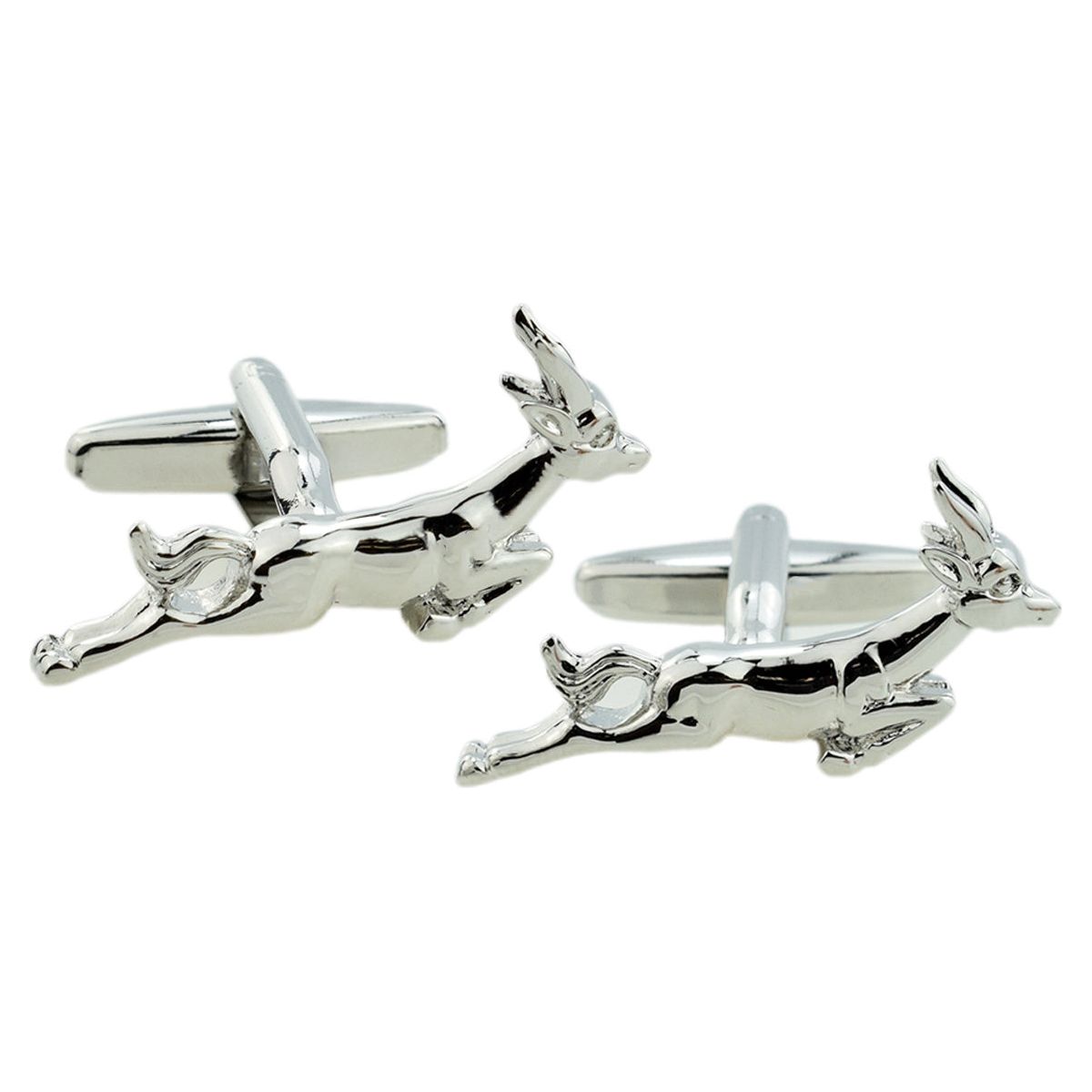 South African Springbok Springbok Design Rhodium Plated Cufflinks - Ashton and Finch