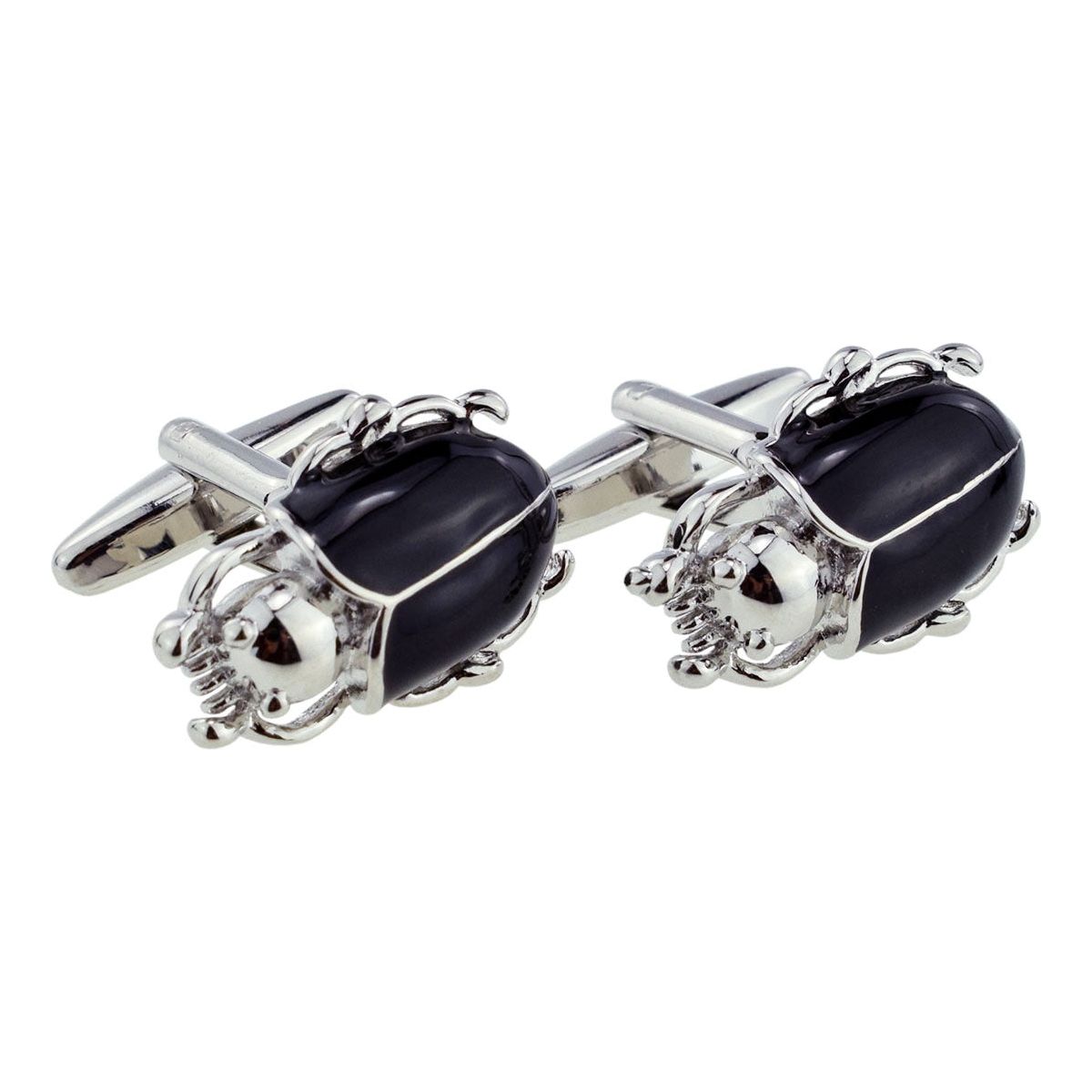 Black Detailed Design Scarab Beetle Cufflinks - Ashton and Finch