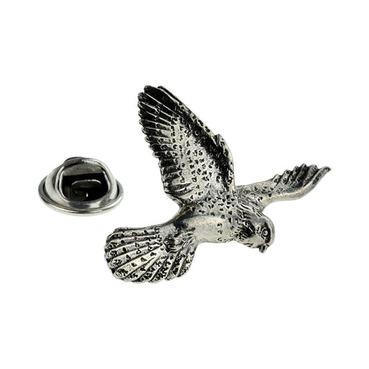 Hovering Kestrel Pewter Lapel Pin Badge - Ashton and Finch