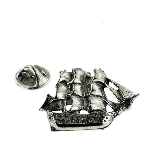 Galleon Ship Design Pewter Lapel Pin Badge - Ashton and Finch