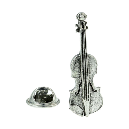 Pewter Violin Lapel Pin Badge - Ashton and Finch