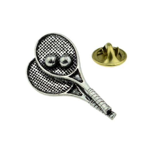 Tennis Rackets Pewter Lapel Pin Badge - Ashton and Finch